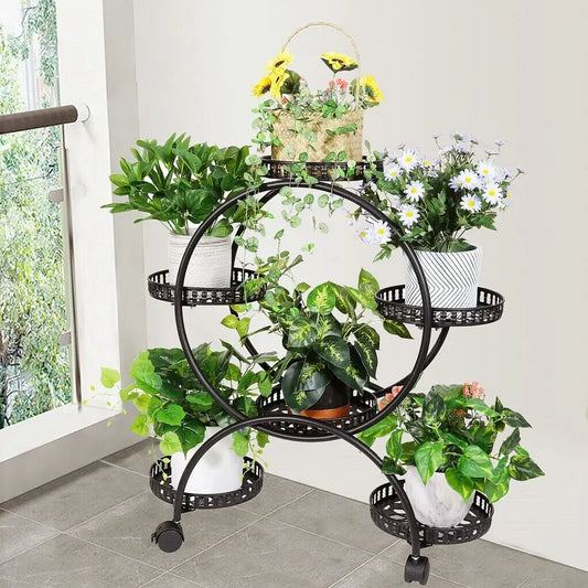 4-Tier Rolling Plant Stand for 6 Pots