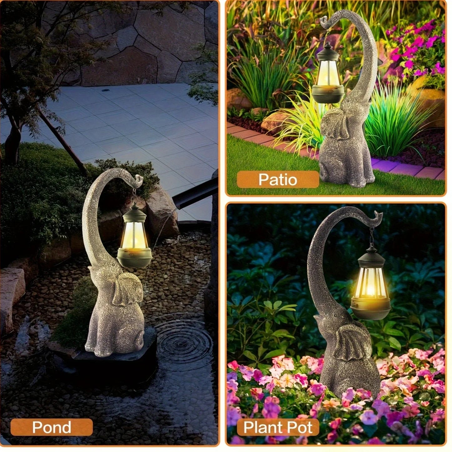 Solar Plastic Elephant Statue