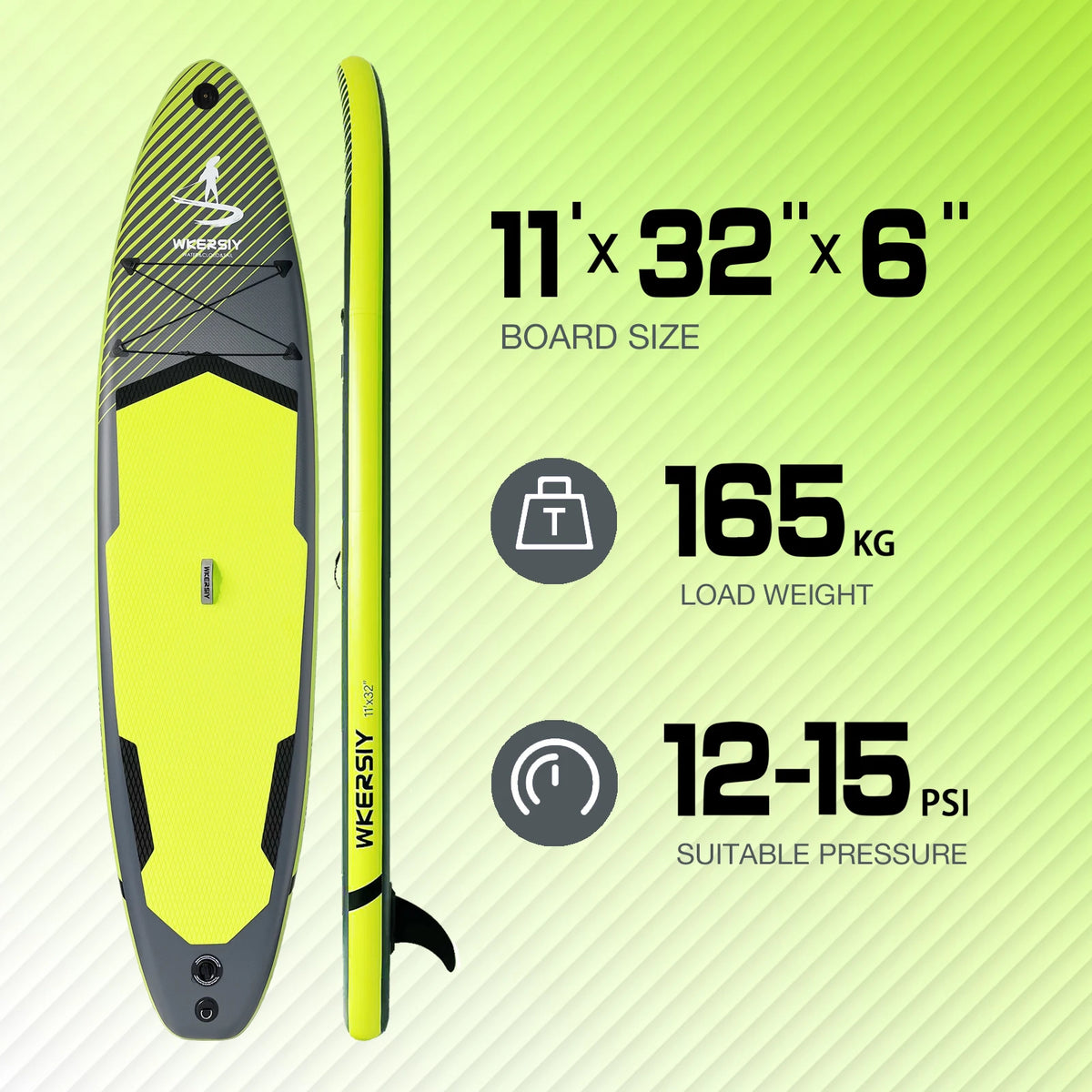 11FT Inflatable Stand-Up Paddle Board – 32" Wide, 4 Colors & Accessories