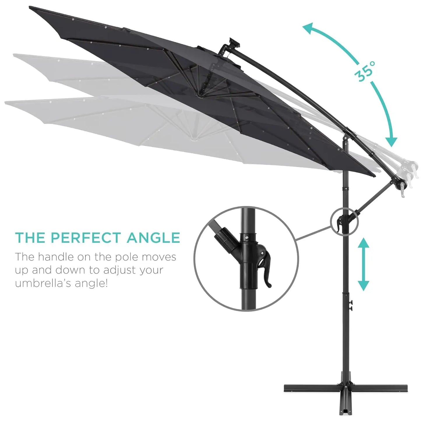 10ft Solar LED Offset Cantilever Umbrella