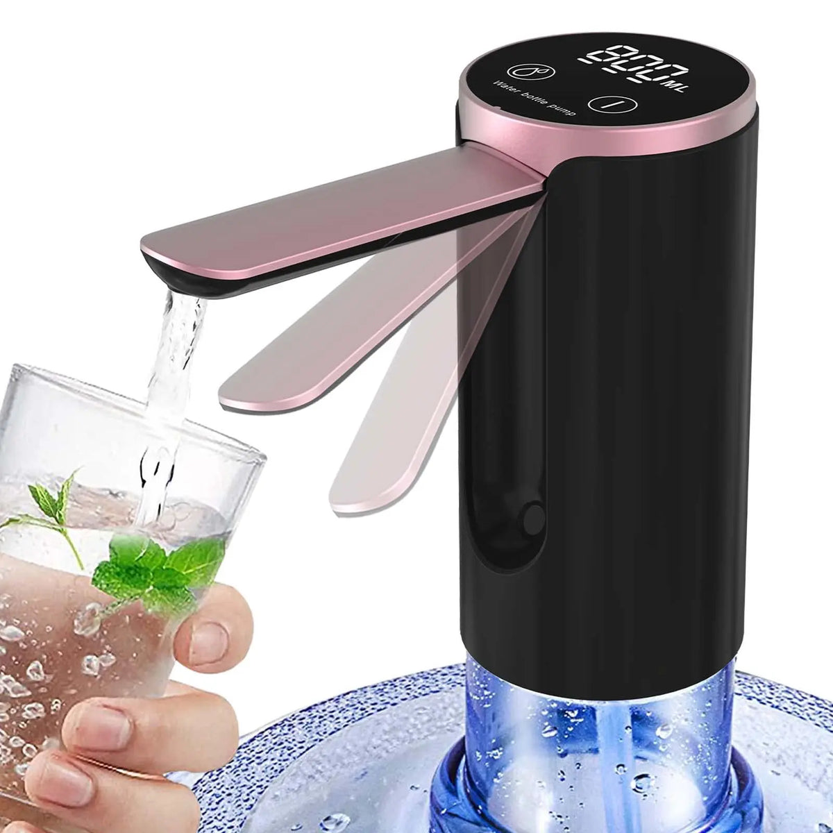 Rechargeable Water Dispenser Pump – LED Display, 3 Presets & USB-C Charging