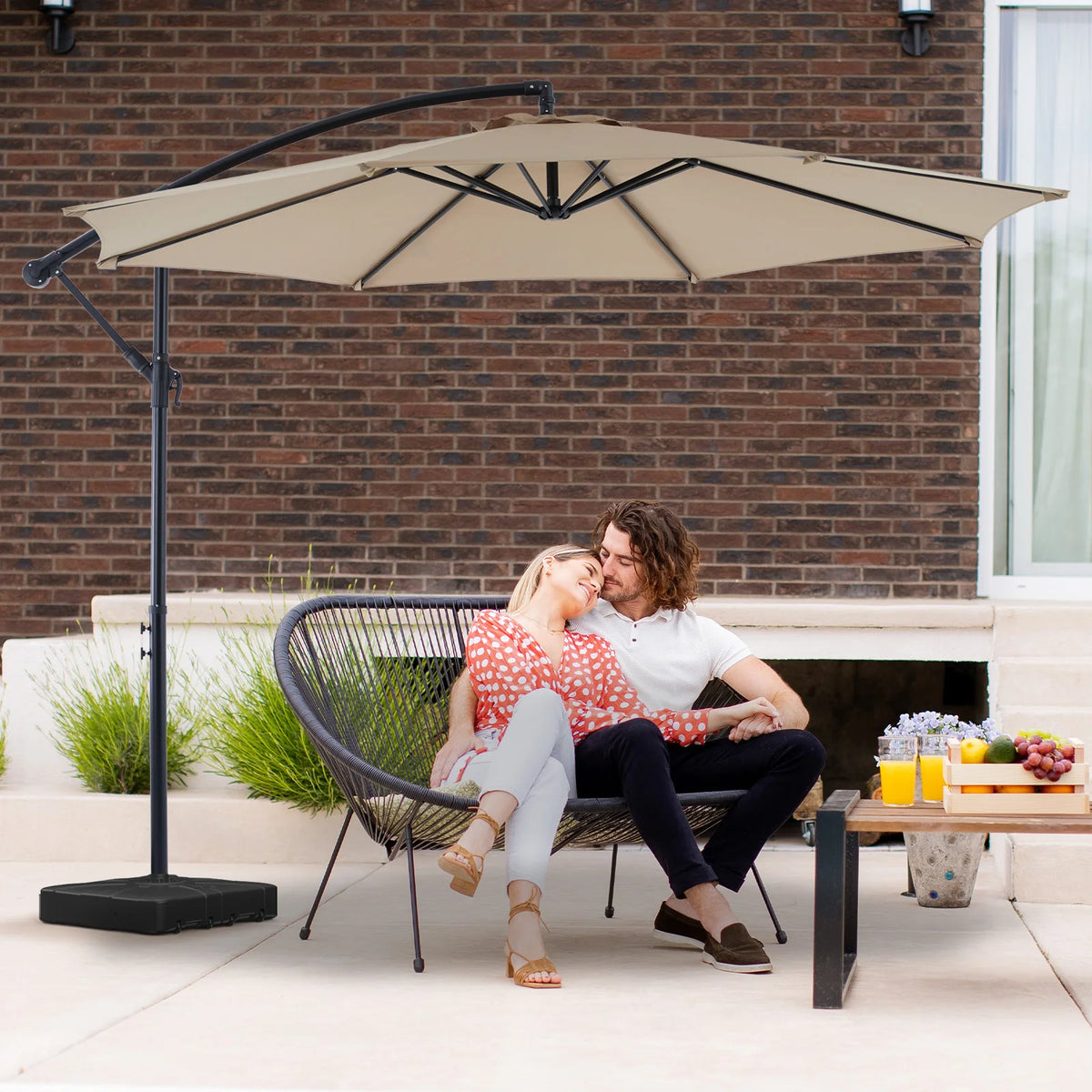 JHK 10FT Cantilever Patio Umbrella – Adjustable Tilt Outdoor Shade