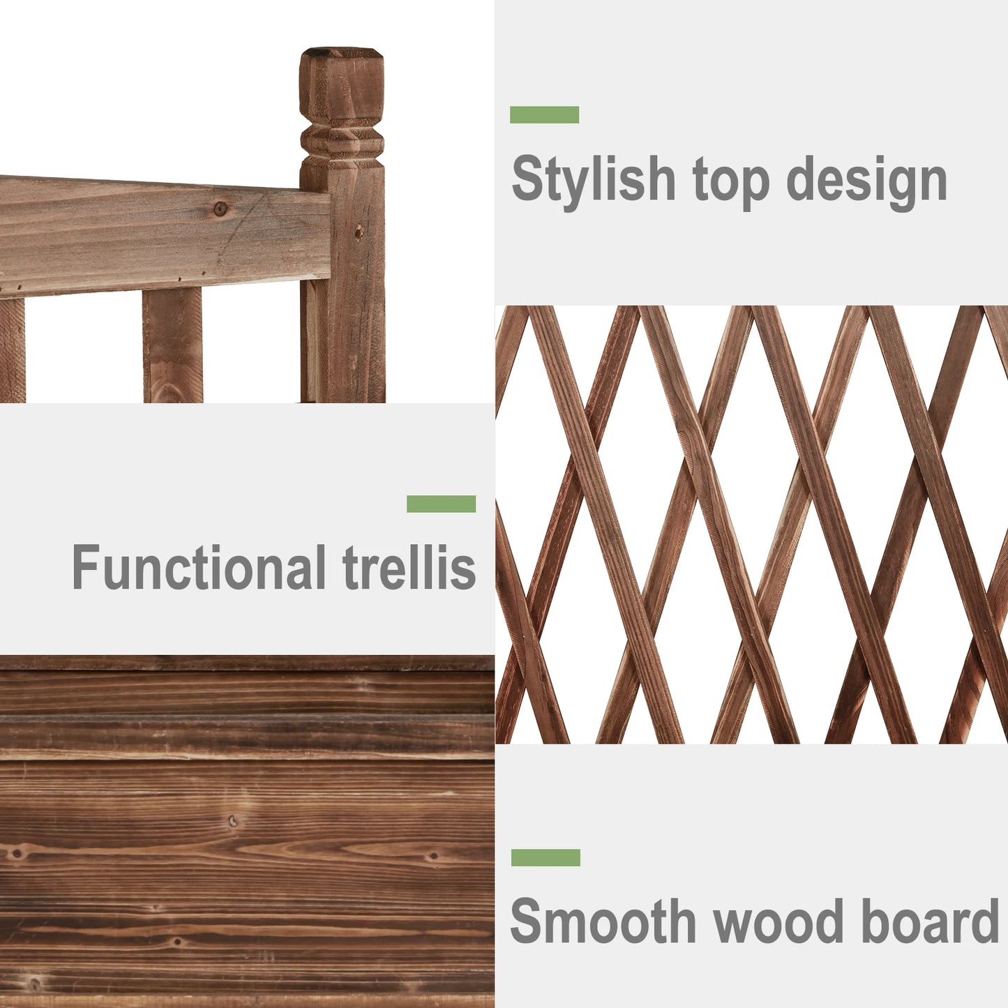 Raised Garden Bed, Wooden Planter Box with Trellis, Vegetable Grow Bed, Support Patio Lattice