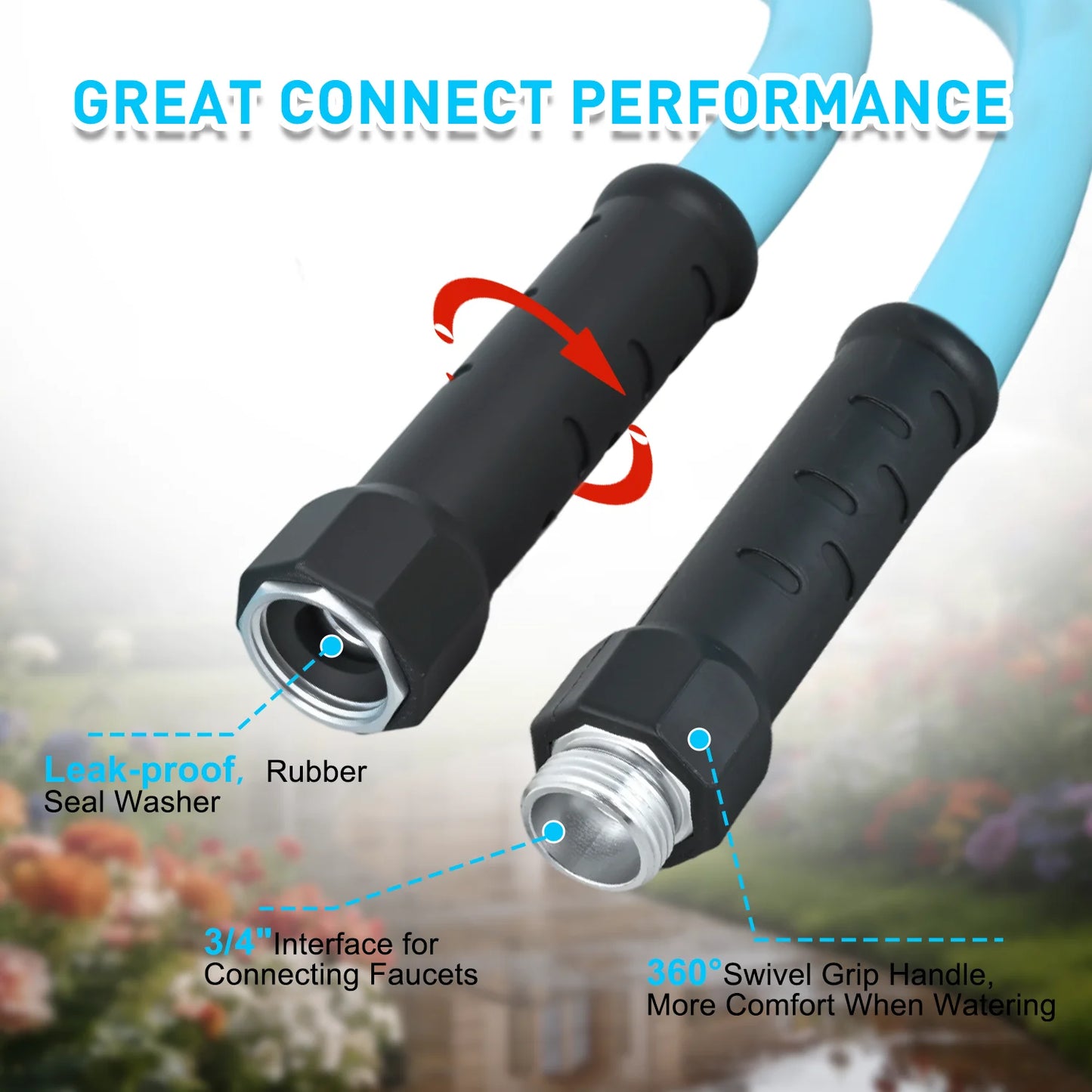 RV Water Hose 15FT Garden Drinking Hoses with Storage Bag Leakproof Anti-Kink