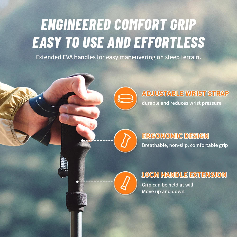 Naturehike Carbon Fiber Trekking Poles 5 Sections Portable Folding Climbing Sticks Outdoor Hiking Collapsible Walking Sticks