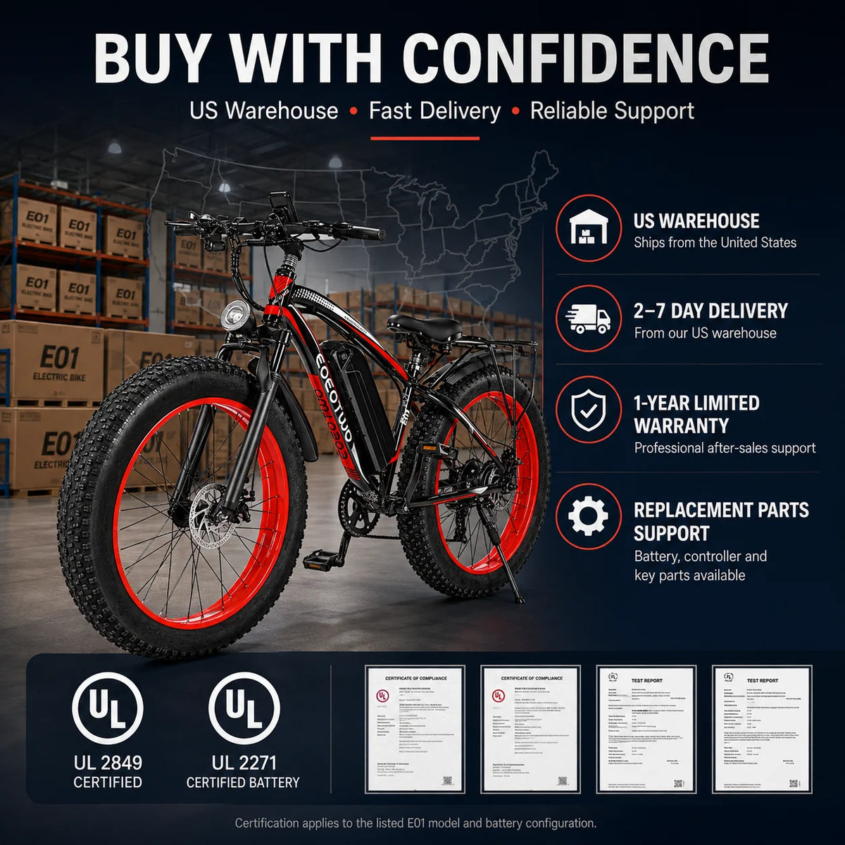 26" Fat Tire Electric Bike – 1000W Motor, 48V 15Ah Battery