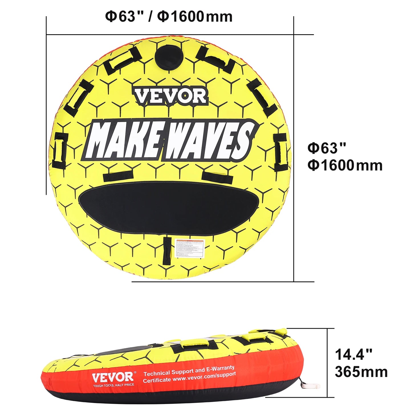 Towable Tube for Boating, 1-3 People Inflatable Towable Tube with Bumper Fins