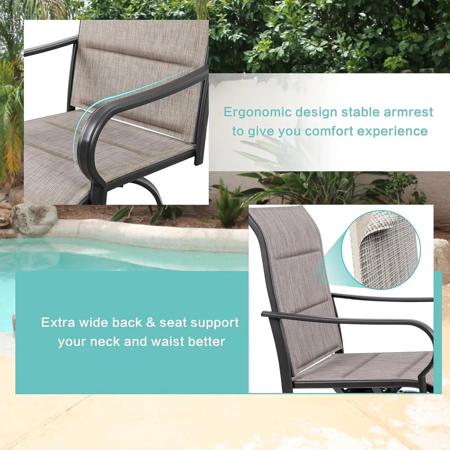 4pc Outdoor Swivel Bar Chairs