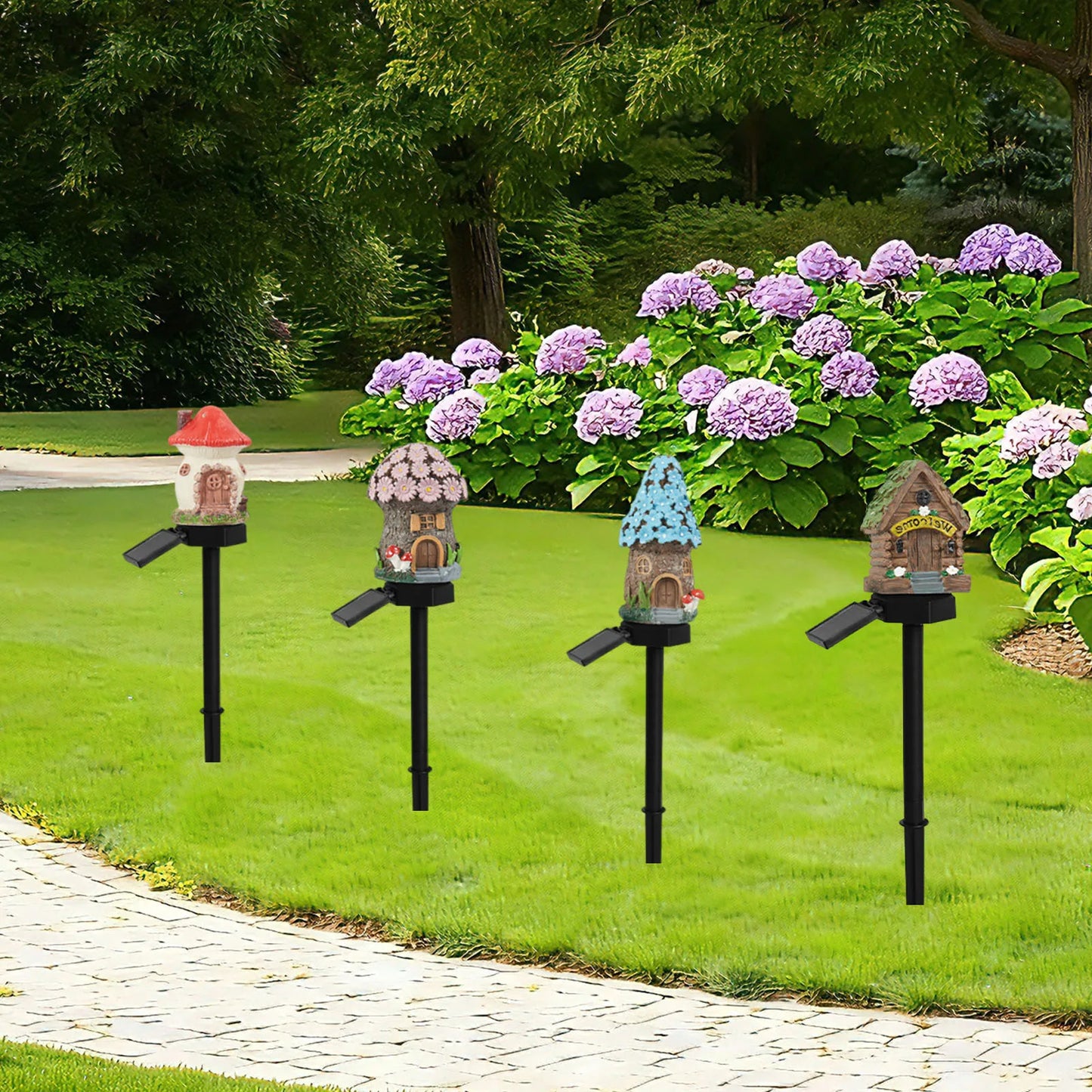 Solar Fairy-Tale Mushroom Cottage Outdoor Lawn Lamp Waterproof LED Creative Lamp