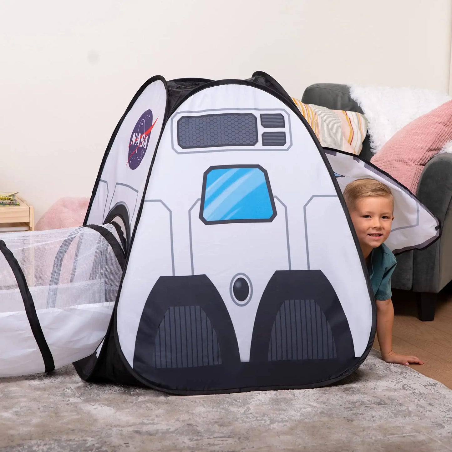 Joyfy Rocket Ship Play Tents Set Pop up Play house with Tunnel