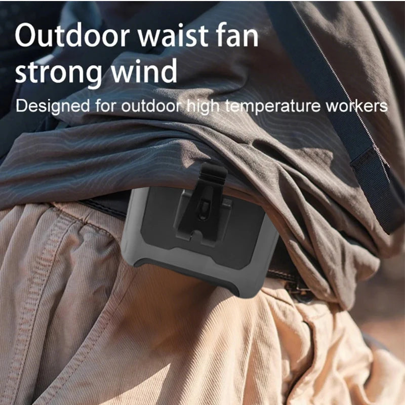 10000mAh Portable Neck Fan Cooling Rechargeable Hands-free Waist Clip Fan with Flashlight