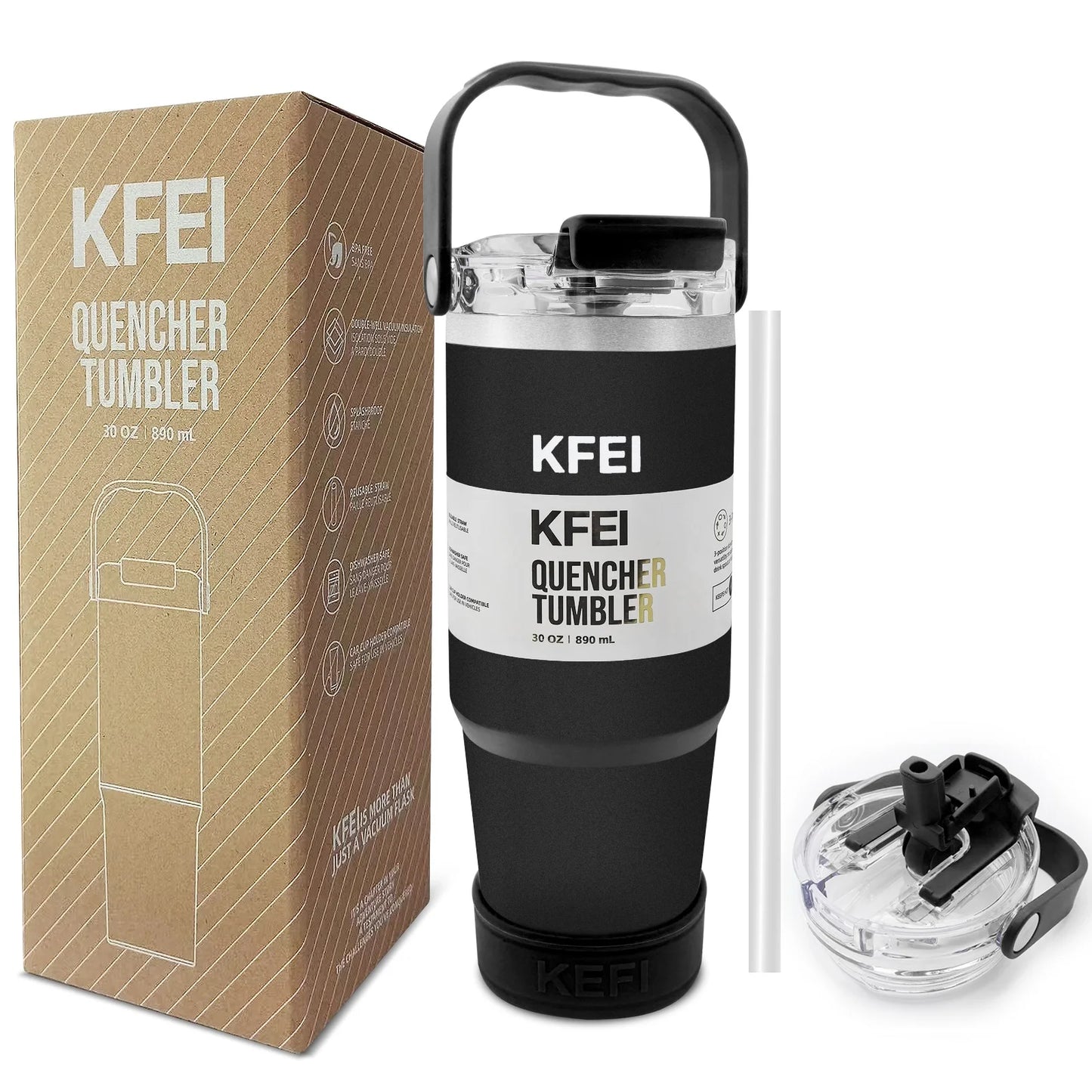 1PCS 30oz Solid Color Double Wall Stainless Tumbler, with Lid And Straw