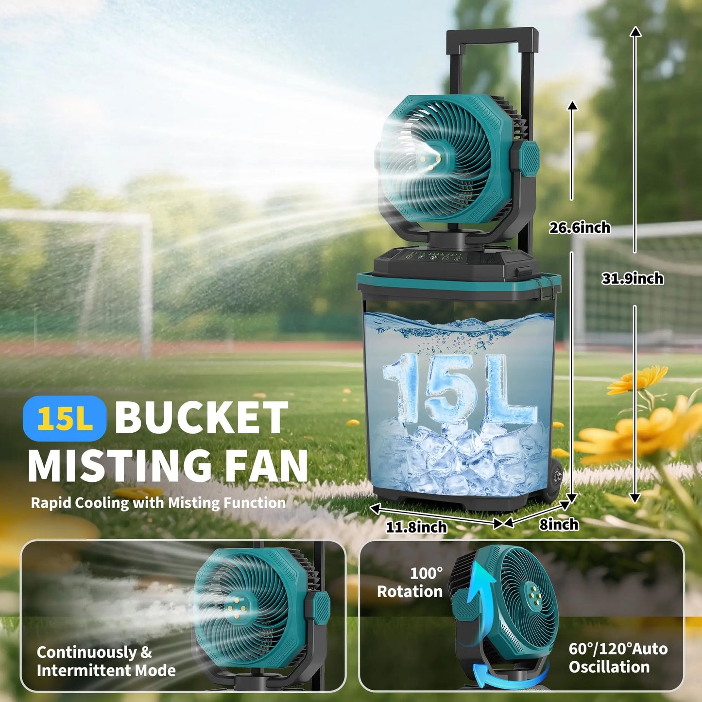 15L Portable Misting Bucket Fan 3