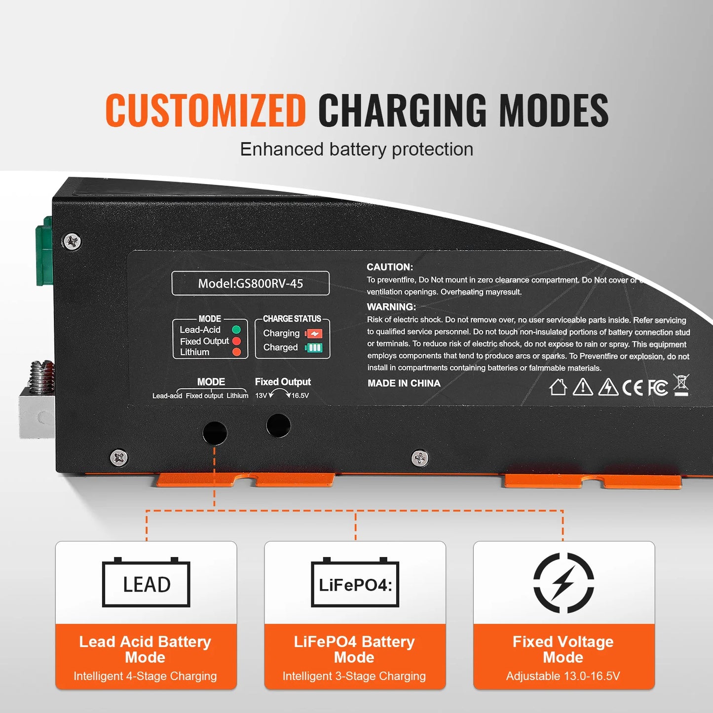 RV Converter 45/55/80Amp 110V AC to 12VDC Battery Charger 4Stage Smart Charging