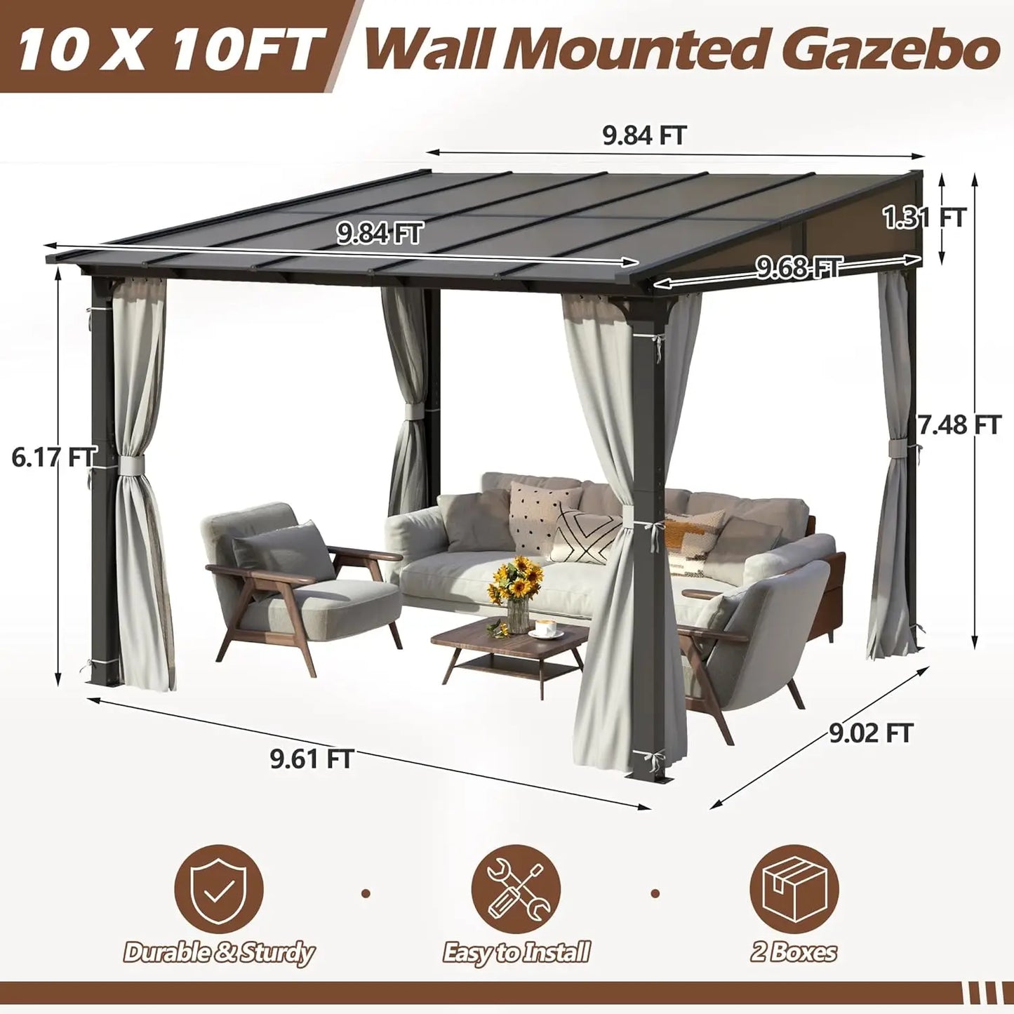 10' x 10' Wall Mounted Gazebo