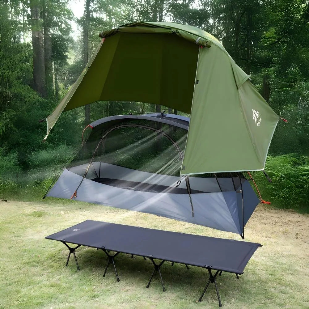Night Cat 1-Person Elevated Camping Cot Tent – 4-Mode Convertible Shelter