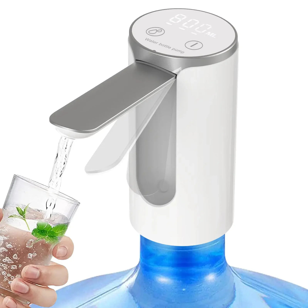 Rechargeable Water Dispenser Pump – LED Display, 3 Presets & USB-C Charging