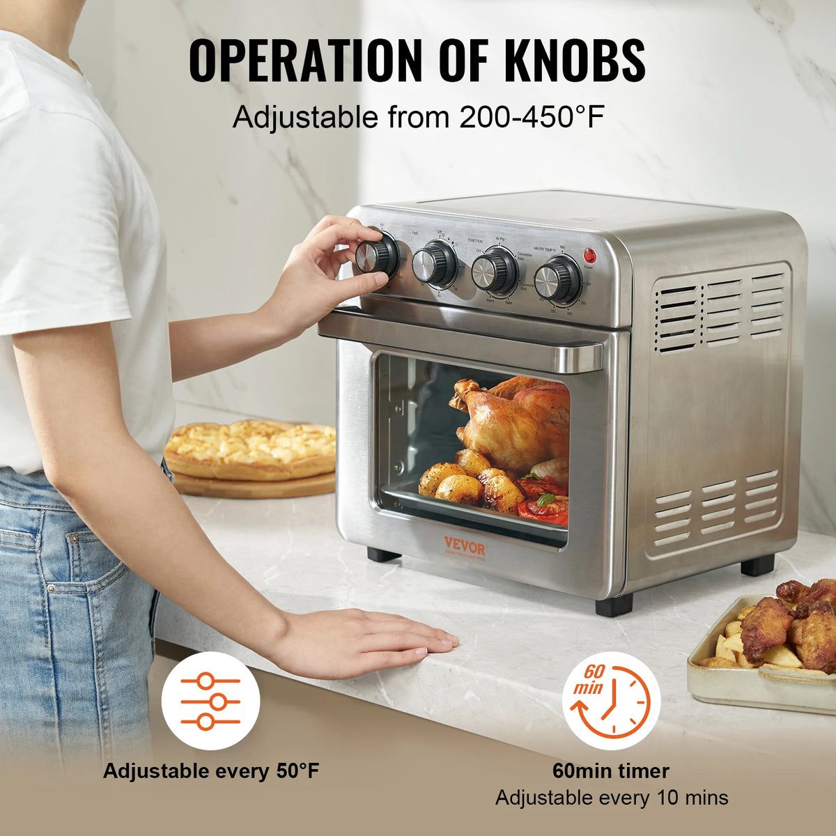 SucceBuy 18L 7-in-1 Air Fryer Toaster Oven – 1700W Countertop Convection Oven