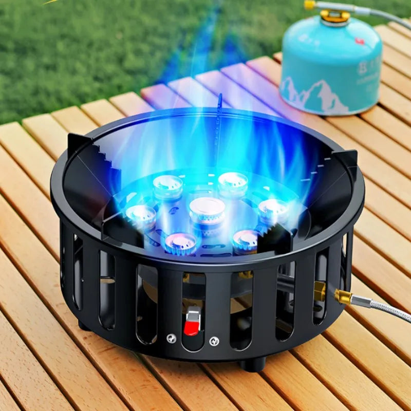 7-Core  Portable Camping Stove Windproof Gas Burner with Electronic Ignition