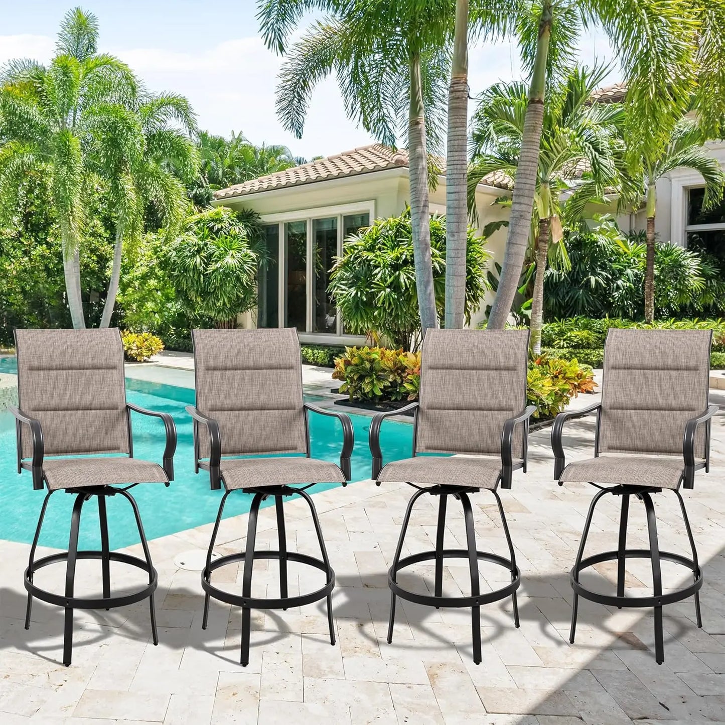 4pc Outdoor Swivel Bar Chairs