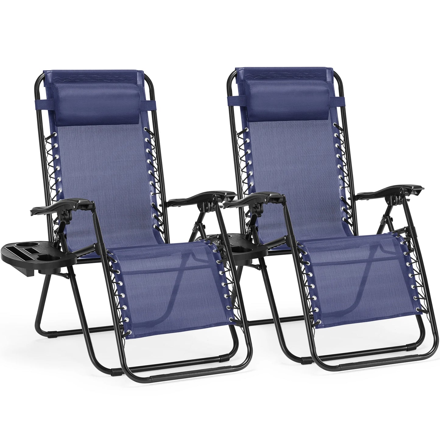 Zero Gravity Portable Recliner Camping Patio Outdoor Garden Lounge Chair with Cup Holder Trays