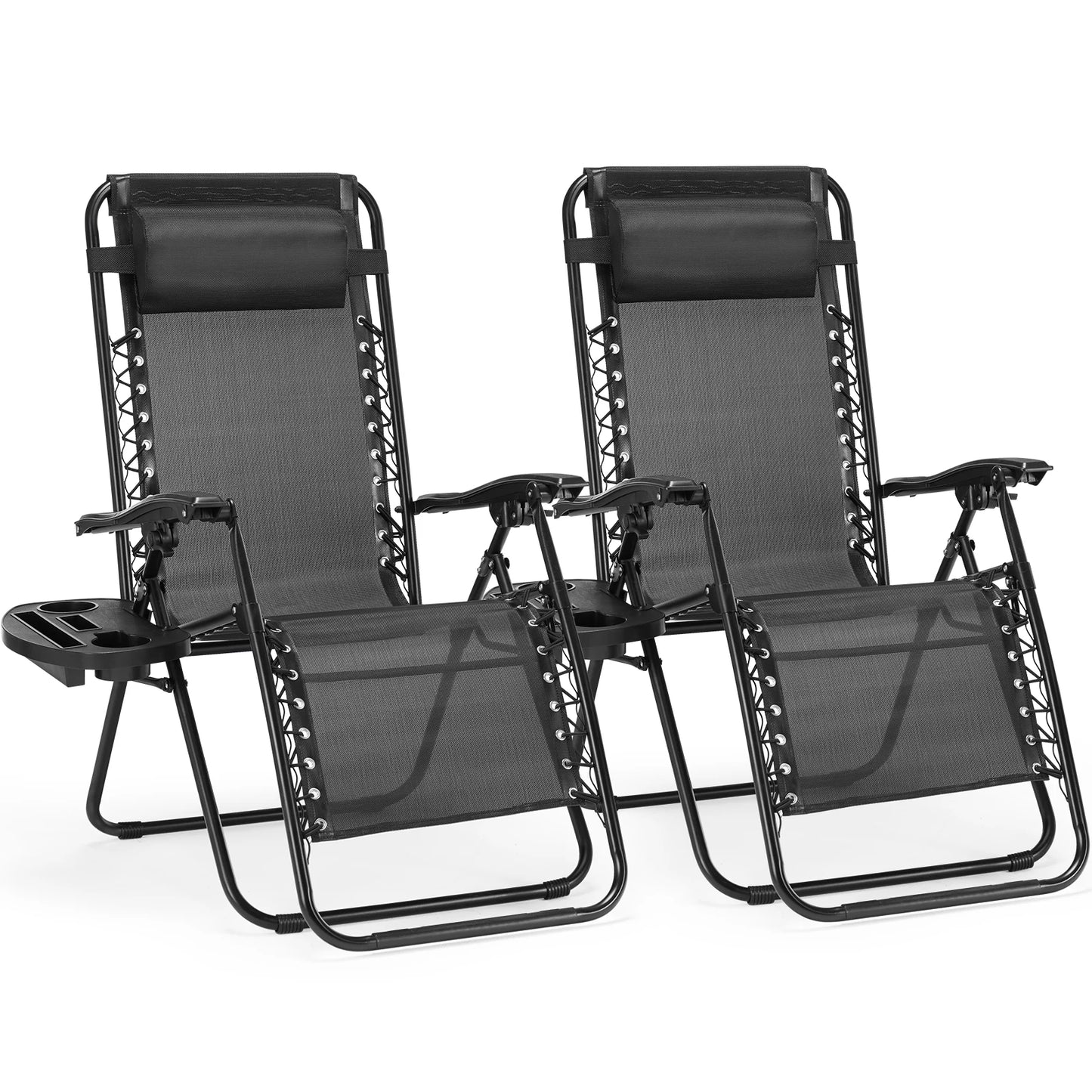 Zero Gravity Portable Recliner Camping Patio Outdoor Garden Lounge Chair with Cup Holder Trays