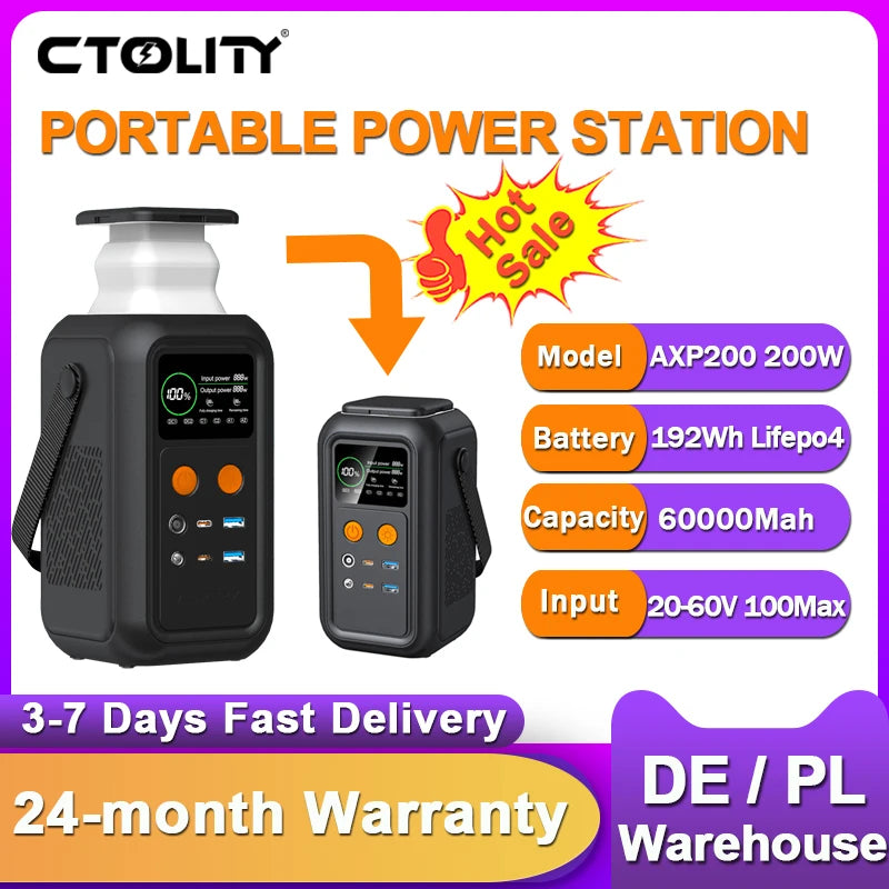 CTOLITY 200W Power Station Power Bank 60000mAh