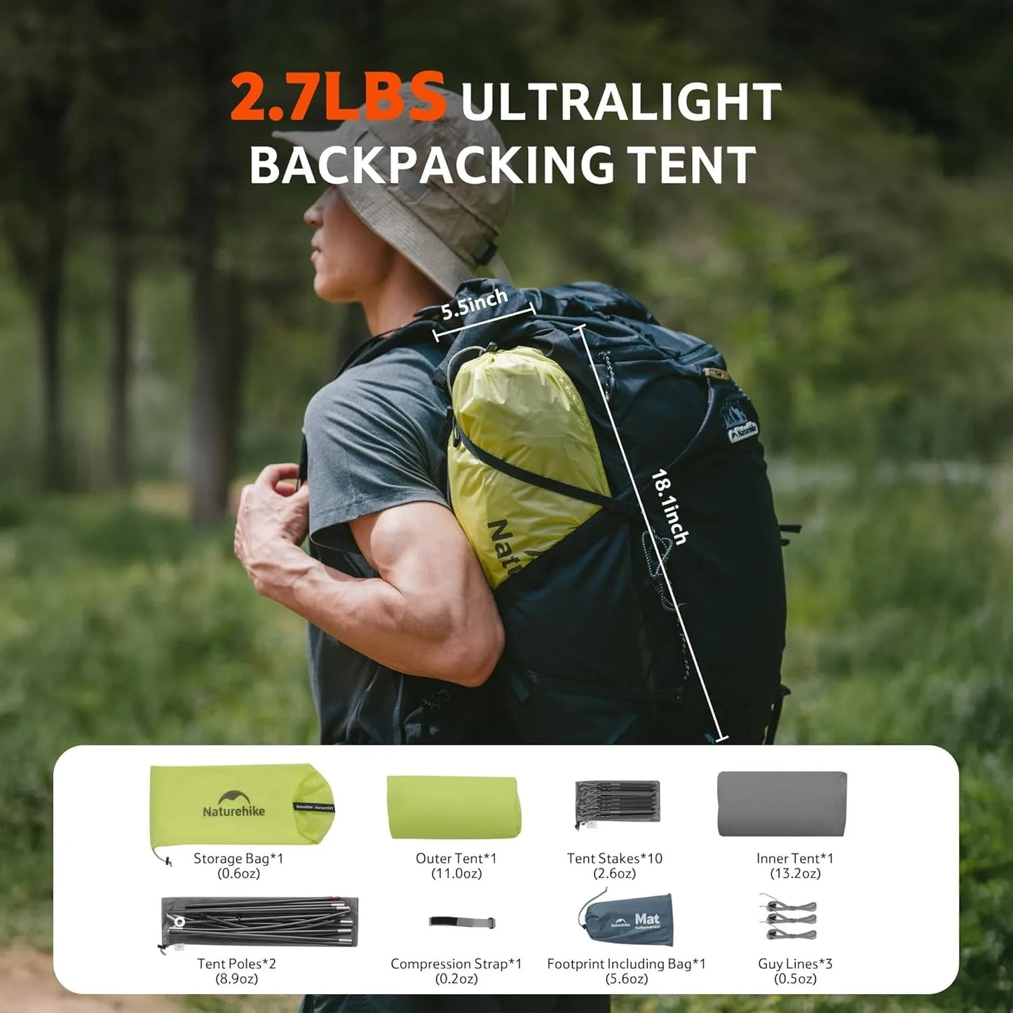 Hiking Tent Outdoor Camping Ultralight Rainstorm Protection Wild Tent 1 2 Person 0D Nylon Backpacking Tent