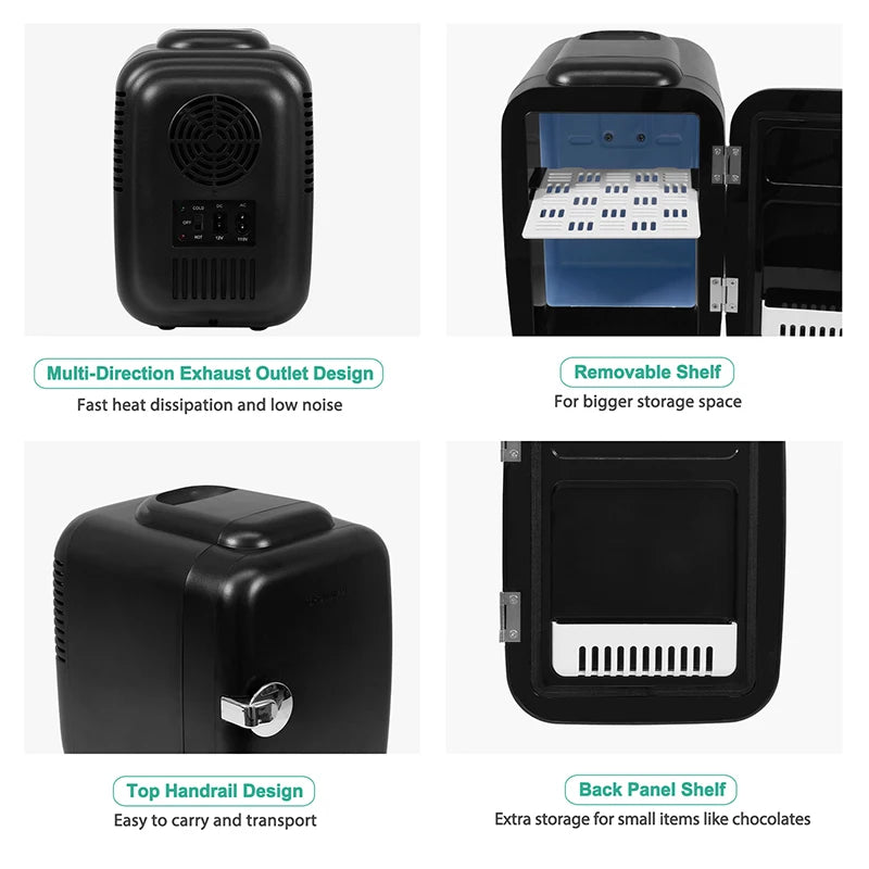 CROWNFUL 4L Portable Mini Fridge – 12V Car Cooler & Warmer