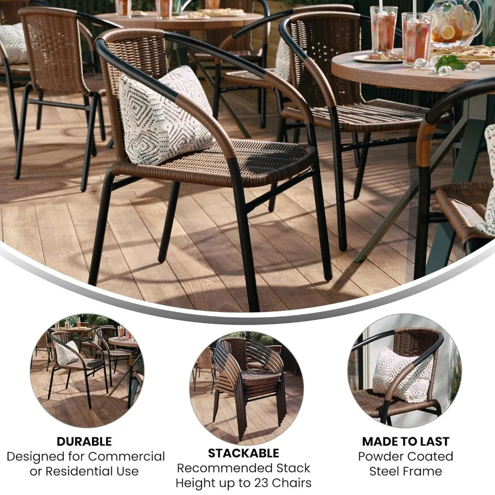Stackable Rattan Chairs Curved Back