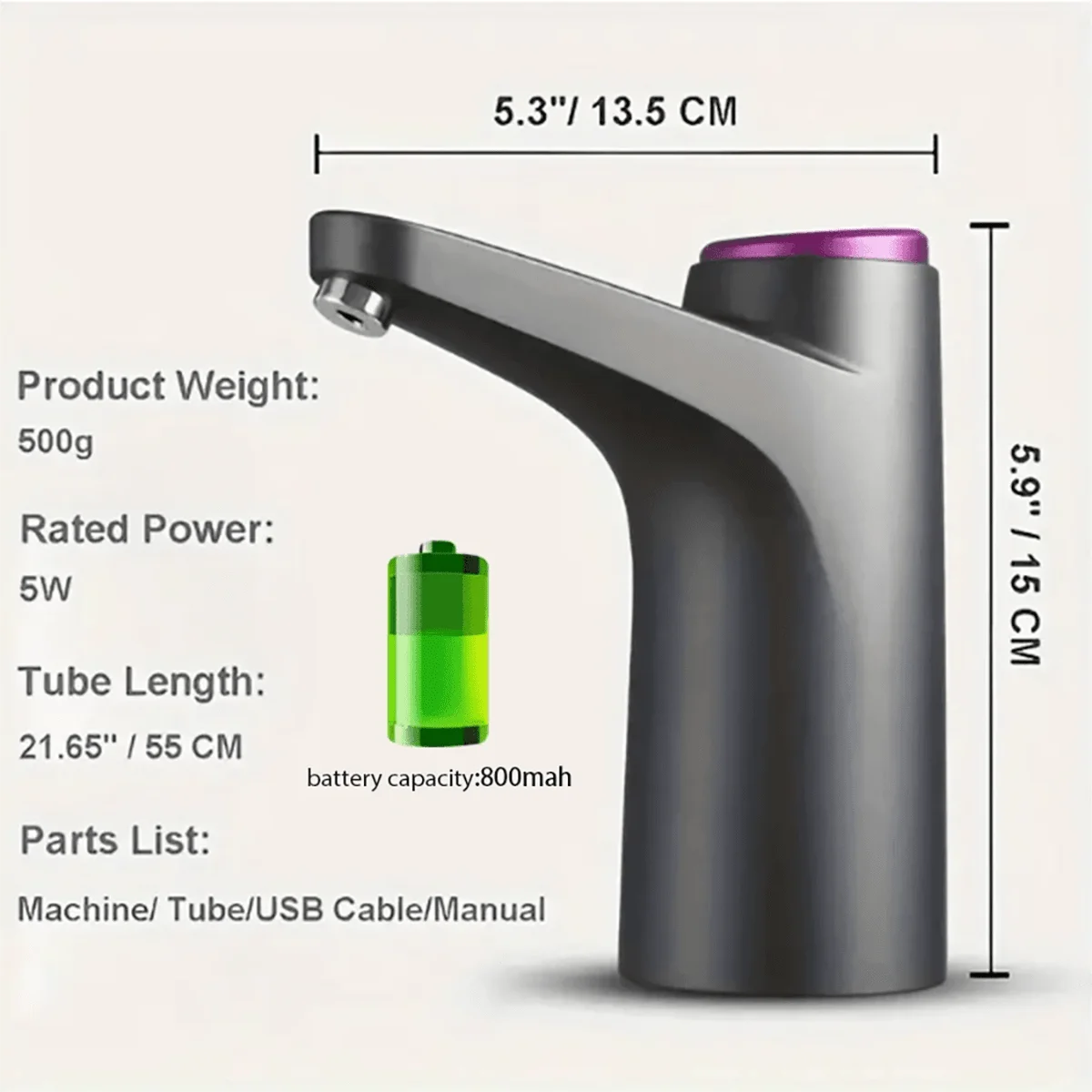5 Gallon Water Dispenser: USB Rechargeable Pump