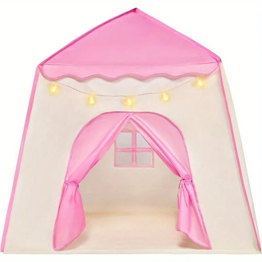 Pink Princess Castle Play Tent with LED Star Lights