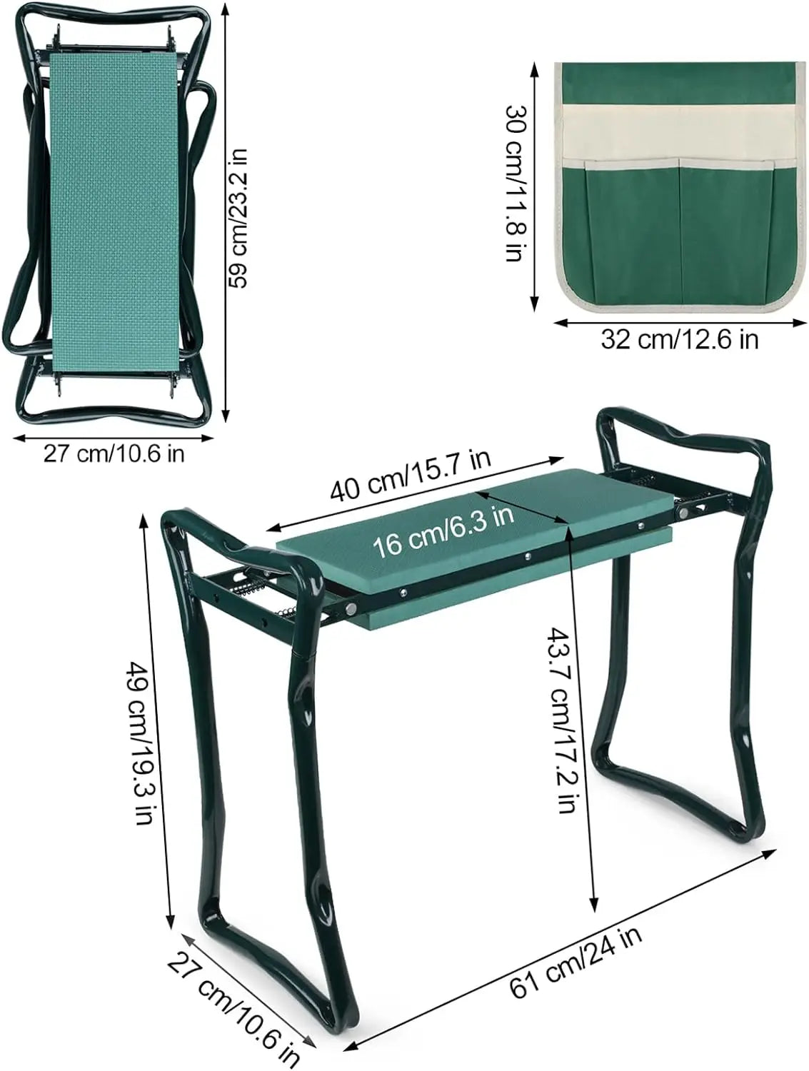 2-in-1 Folding Garden Kneeler & Seat with EVA Foam Pad