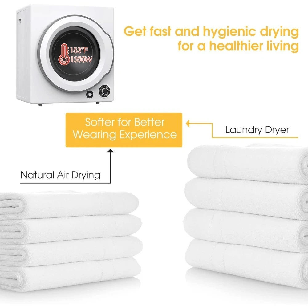 White Portable Electric Tumble Dryer Front Load