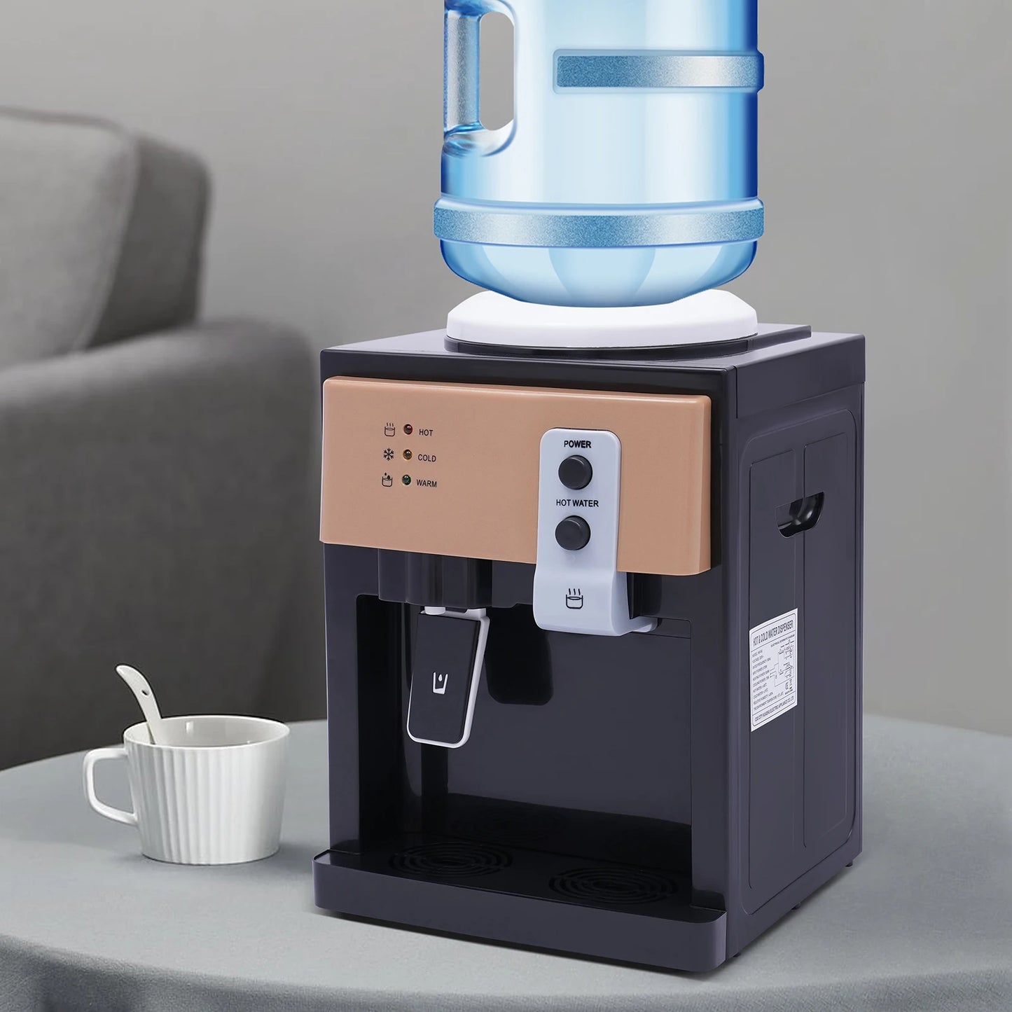 3-Temperature Control Water Dispenser with 1.2-5 Gallons Tank Stainless Steel