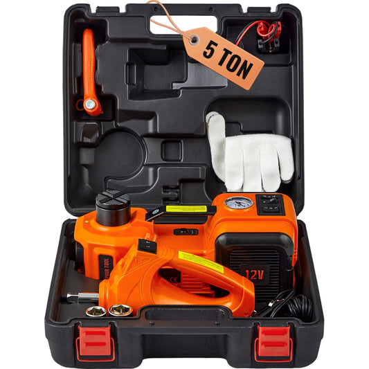 SucceBuy 5-Ton 12V Electric Hydraulic Car Jack with Tire Inflator