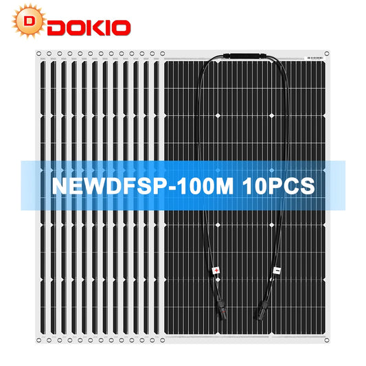 Dokio 18V 10pcs 100W Flexible Solar Panel Monocrystalline Solar Panel Waterproof Charge 12V 1000W