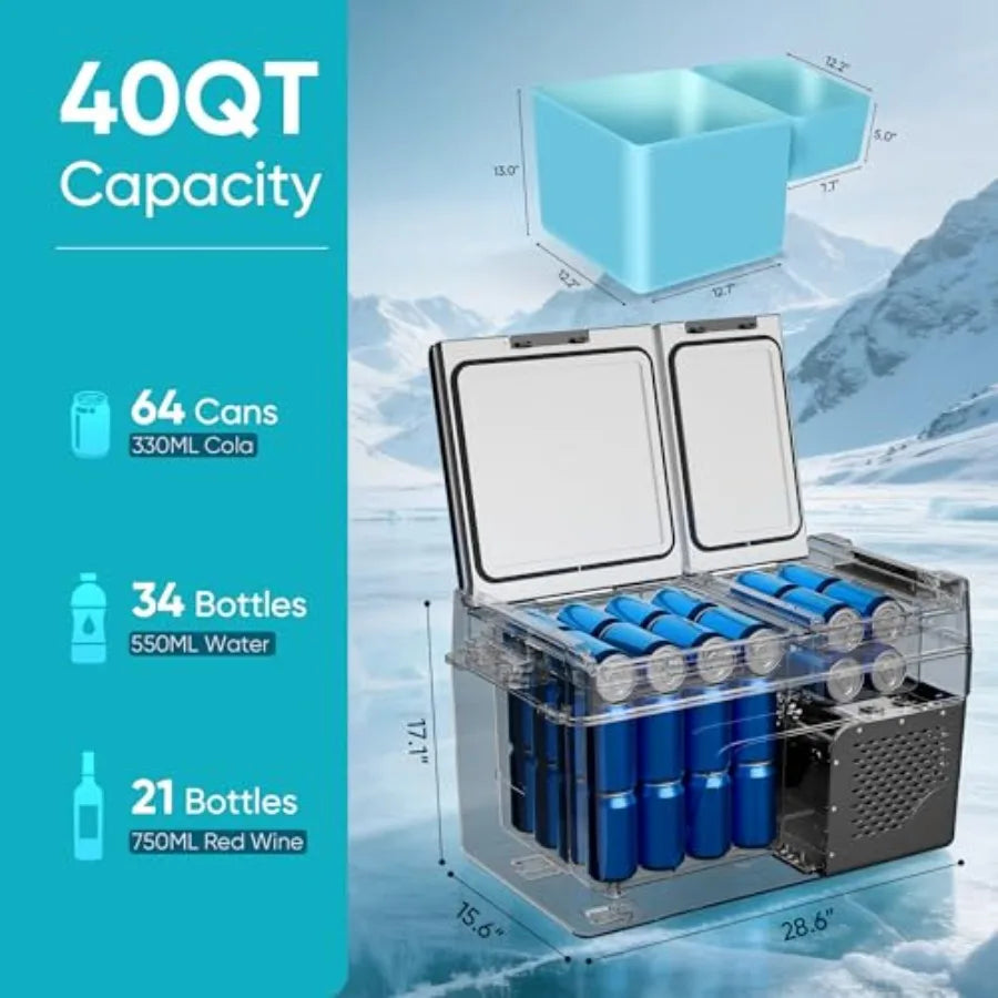 Dual Zone Portable Car Refrigerator 12/24V DC 100-240V AC