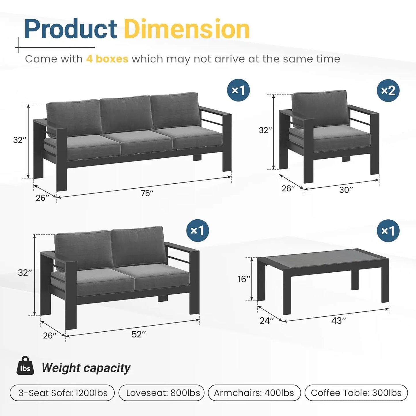 Oversized Aluminum Patio Furniture Set
