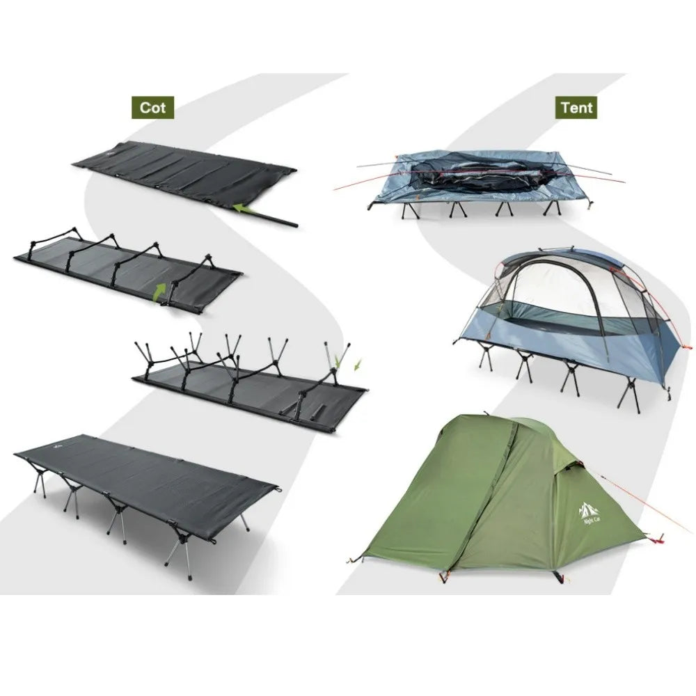 Night Cat 1-Person Elevated Camping Cot Tent – 4-Mode Convertible Shelter