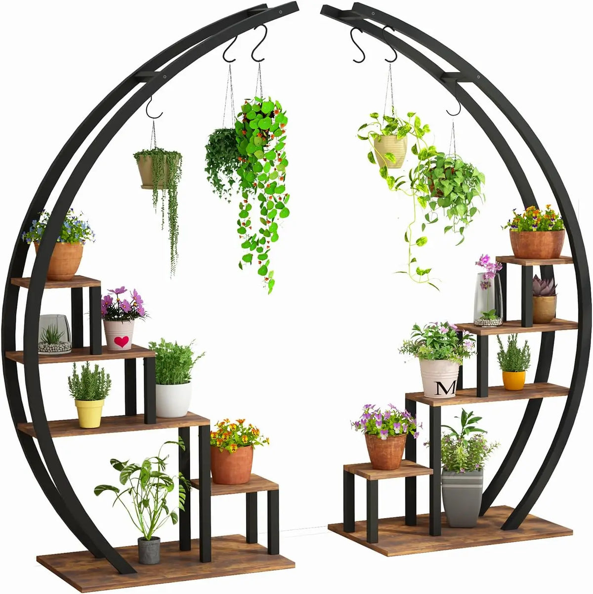 2-Piece 5-Tier Half-Moon Metal Plant Stand