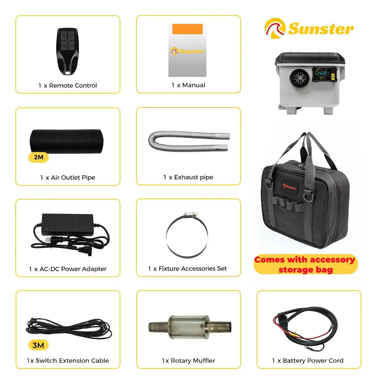 8KW 12V/24V/230V Toolbox Diesel Air Heater Quiet Night Heater W/Power Adapter/Constant Temperature/LCD Panel