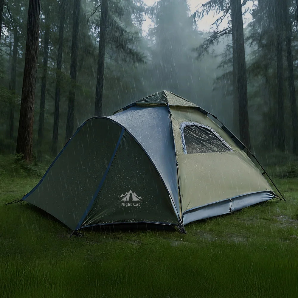 Night Cat 2–3 Person Instant Pop-Up Tent with Porch, Rainfly & Footprint