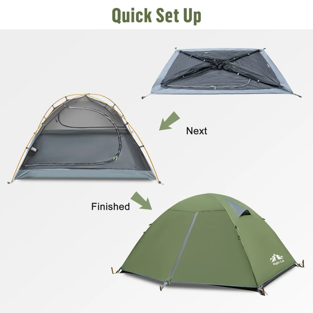 Night Cat 2-Person Lightweight Waterproof Backpacking Tent