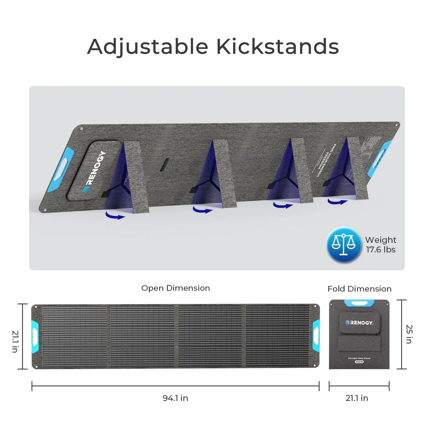 Renogy 200W Portable Solar Panel, IP65 Waterproof Foldable Solar Panel Power Backup