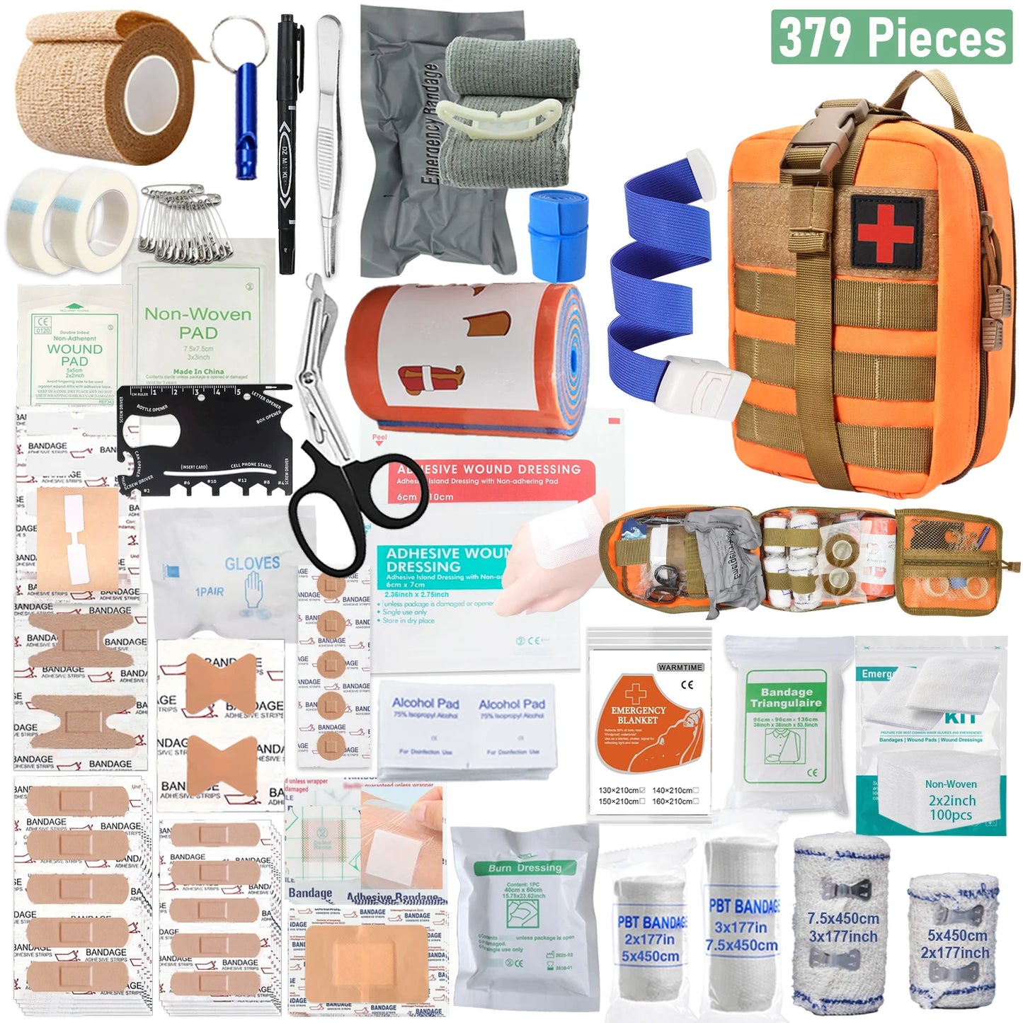 379pcs First Aid Kit Portable Emergency Bag,