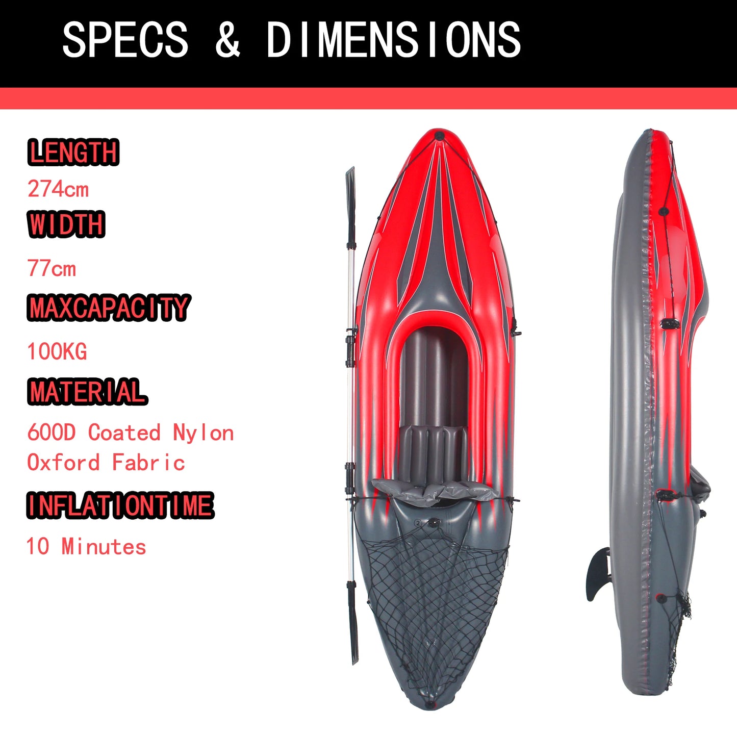 Inflatable Kayak Fishing Boat 1 Person