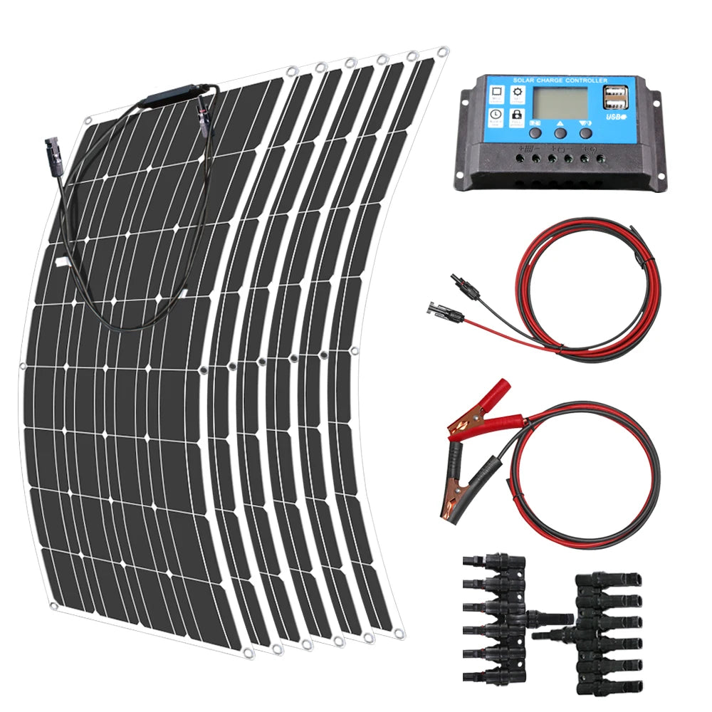 12V Flexible  Waterproof Solar Panel 600W 100W 200W 300W 400W 500W