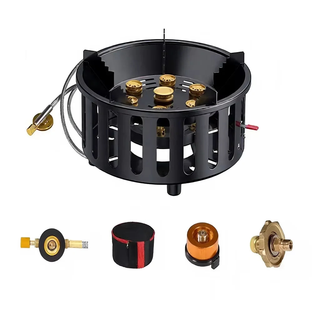 7-Core  Portable Camping Stove Windproof Gas Burner with Electronic Ignition