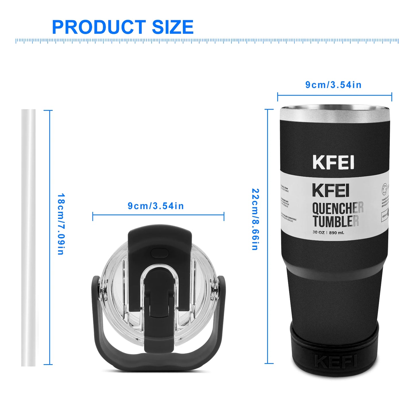 1PCS 30oz Solid Color Double Wall Stainless Tumbler, with Lid And Straw